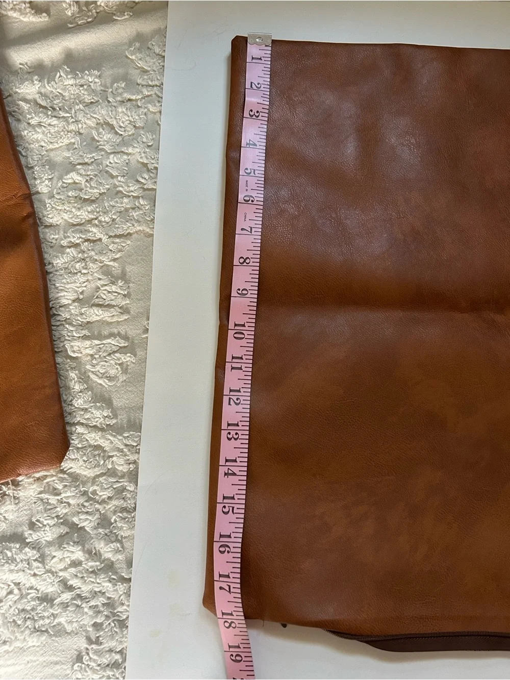 Two Dezene Faux Leather Pillow Covers